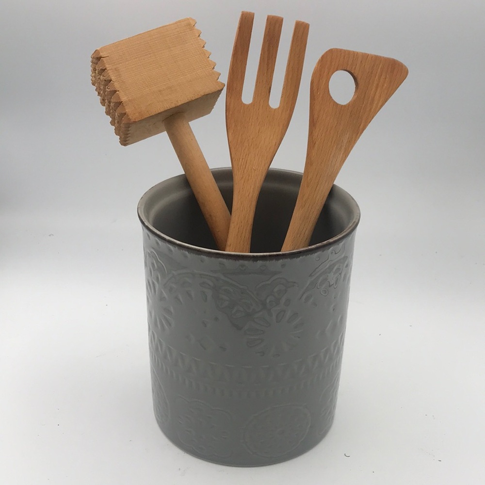 Dowan Grey Ceramic‎ Porcelain Mandala Kitchen Utensil Holder/Wine Chiller